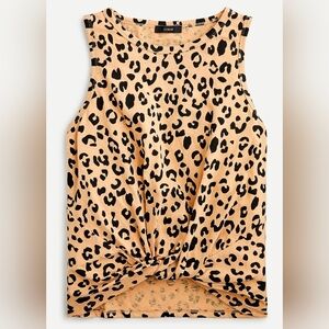 J Crew Slub Twist Front Leopard Print Tank Top Size L